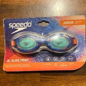 Speedo Junior Glide Print Goggles - Blue and Orange